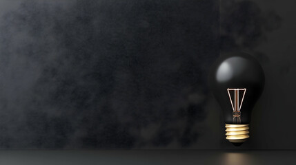 Poster - Elegant Black Light Bulb Modern Design Against Dark Backdrop