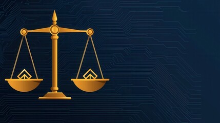 Aufkleber - A golden scale symbolizes justice and balance against a dark background, representing fairness and equality.