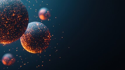 Poster - A visually captivating image of glowing spheres, resembling particles or cells, suspended in a dark, immersive background.