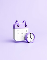 Poster - 3d rendered calendar and clock : time management concept