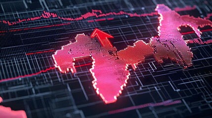 Poster - Digital Stock Market Data Visualization with Rising Arrow Indicator