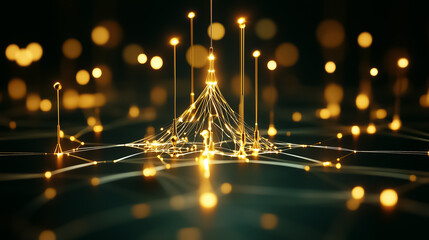 Poster - Bright nodes shimmer and pulse as they create an intricate network, showcasing the beauty of artificial intelligence in a futuristic landscape of connection and flow