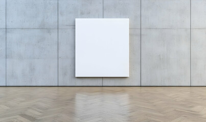Poster - Minimalistic Gallery with Blank Canvas on Concrete Wall