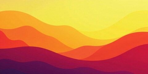 Aufkleber - Abstract Warm-Colored Undulating Hillscape Design Featuring Gradient Hues of Yellow, Orange, Red, and Purple