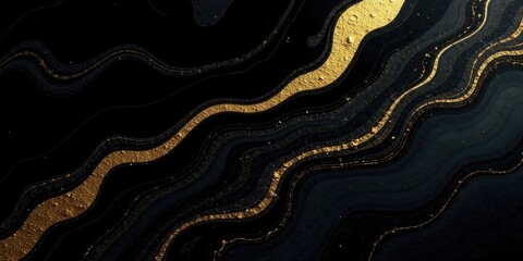 Poster - Abstract Swirling Black and Gold Texture An Elegant Design for Luxurious Projects