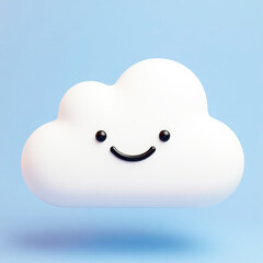 Poster - smiling cartoon cloud on a blue backdrop