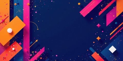 Leinwandbilder - Vibrant Abstract Background with Colorful Geometric Shapes and Sparkling Confetti for Festive Designs
