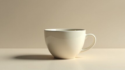 Poster - A Simple White Mug on a Neutral Background, Perfect for Minimalist Designs and Warm Beverages