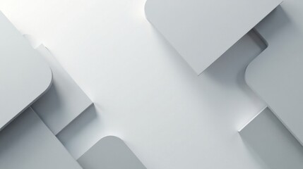 Poster - Abstract Composition of Overlapping Gray Shapes and Subtle Shadows on a Light Background