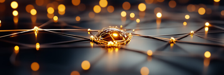 Poster - A vibrant grid of luminous nodes interconnects through delicate lines, showcasing an advanced AI network. This intricate design evokes a sense of modern technology and innovation