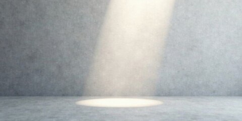 Aufkleber - A single spotlight illuminates an empty, minimalist concrete room, offering a blank canvas for creative presentation and design concepts.