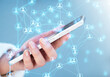 © xyz+ - mano, telefono, persone, network. comunicazione, utenti, gruppo