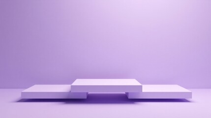 Poster - Minimalist Lavender-Toned Product Display Featuring Three Elevated Platforms Ideal for Showcase and Presentation