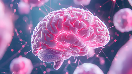 Poster - Pink Brain Model with Neural Connections in Abstract Space