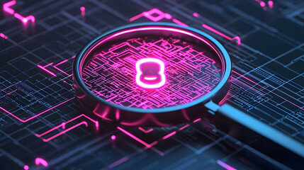 Poster - Magnifying Glass Highlighting Circuit Design with Digit Eight Symbol