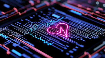 Poster - Modern Heart Monitor Interface with Colorful Digital Elements