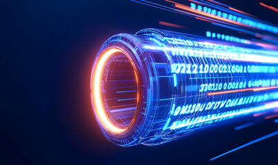 Poster - Futuristic Technology Concept with Data Stream and Light Effects