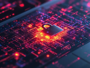 Poster - Padlock representing data security on a laptop
