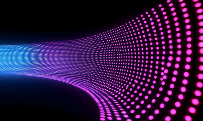 Poster - Vibrant Purple and Blue Light Wave with Dots in Dark Background