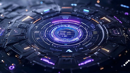 Poster - Futuristic Abstract Digital Circuit Board Design with Glowing Elements