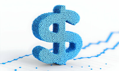 Poster - 3D Blue Dollar Sign with Upward Trend Graph in Background