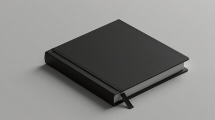 Aufkleber - A Closed Dark Notebook with a Subtle Bookmark, Resting on a Plain Surface