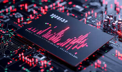 Poster - Abstract Digital Landscape with Vibrant Circuit Board Elements