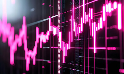 Poster - Pink Data Visualization and Graphs Digital Stock Market Concept