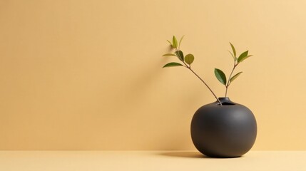 Aufkleber - Simple elegance a minimalist still life featuring a dark vase and delicate sprig