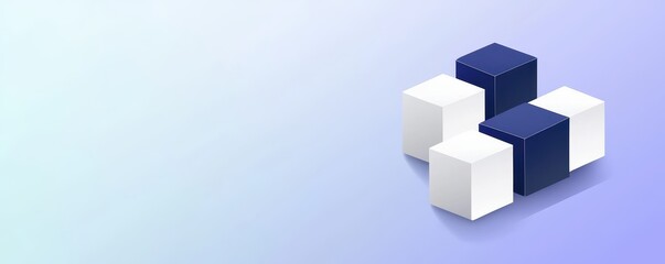 Aufkleber - A minimalist design featuring cubes in blue and white against a soft gradient background, conveying a sense of structure and modernity.