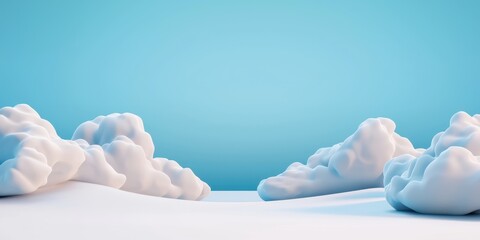 Poster - A serene landscape featuring fluffy white clouds against a light blue background, creating a calm and uplifting atmosphere.