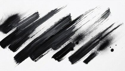 Poster - bold black brushstroke on white background, abstract modern ink texture, artistic expression, minimalistic decor, design element

