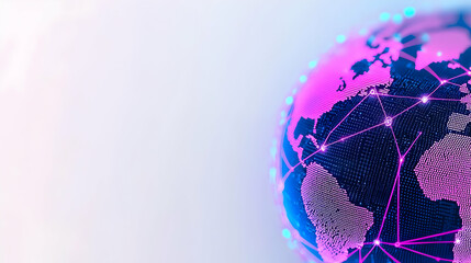 Poster - Abstract Global Network Connection Concept with Pink and Blue Glow