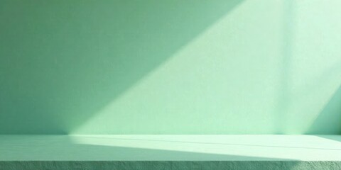 Leinwandbilder - Serene Mint Green Wall and Platform A Clean, Minimalist Background for Product Displays or Design Projects