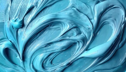 Poster - smooth textured blue paint stroke with glossy swirl pattern, abstract creamy acrylic background for artistic design and branding

