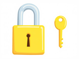 Poster - yellow padlock and key