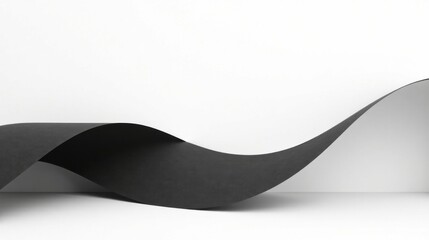 Poster - Abstract Black Wave on White Background Elegant Minimalist Design for Modern Presentations