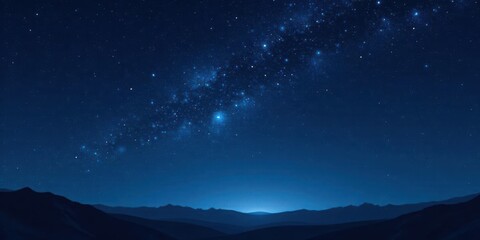 Wall Mural - serene night sky over silhouetted mountain range, peaceful starry landscape, celestial wonder