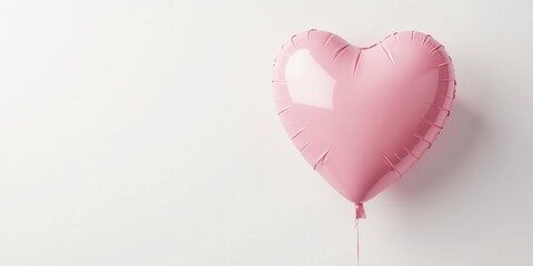Aufkleber - A Delicate Pink Heart-Shaped Balloon Against a Clean White Background, Symbolizing Love and Affection