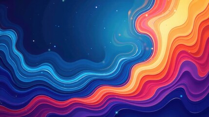 Aufkleber - Abstract Vibrant Waves of Color in a Dynamic Flowing Design Featuring a Spectrum of Hues and Luminescent Glows