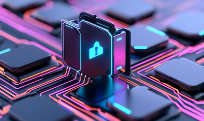 Poster - Digital Security Concept with Folder and Circuit Board Design