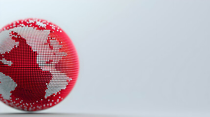 Poster - Red and White Globe with Dots Representing the Earth in 3D View