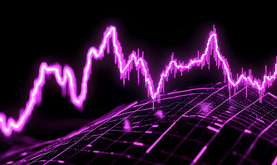 Poster - Vibrant Pink Data Visualization with Abstract Waveform Design