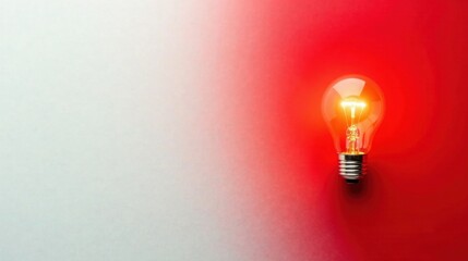 Aufkleber - Illuminating Ideas A Glowing Lightbulb Against a Vibrant Red and White Gradient Background
