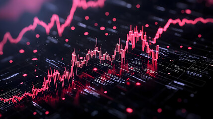 Poster - Abstract Visualization of Financial Data Trends and Market Analysis