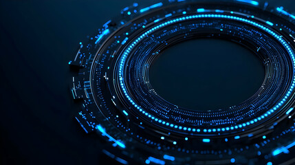 Poster - Futuristic Blue Circuitry Design on Dark Background with Glow Effect