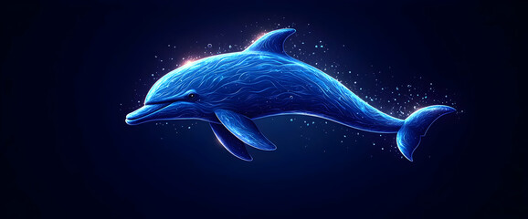 Poster - Abstract Glowing Blue Dolphin