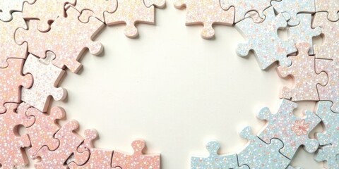 Aufkleber - pastel puzzle pieces forming a frame for text or image