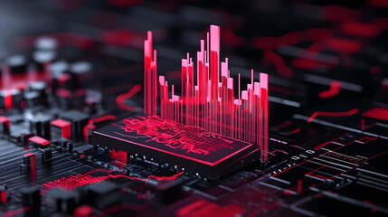 Poster - Abstract Digital Background with Red Data Visualization Elements