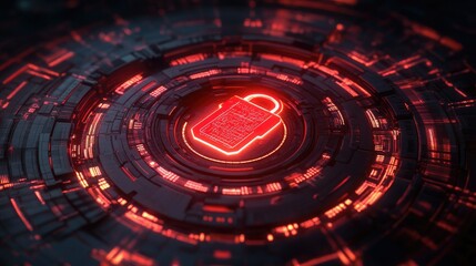 Circuit Lock Symbol in Cyber Security: Protecting Private Information and Technology Concepts